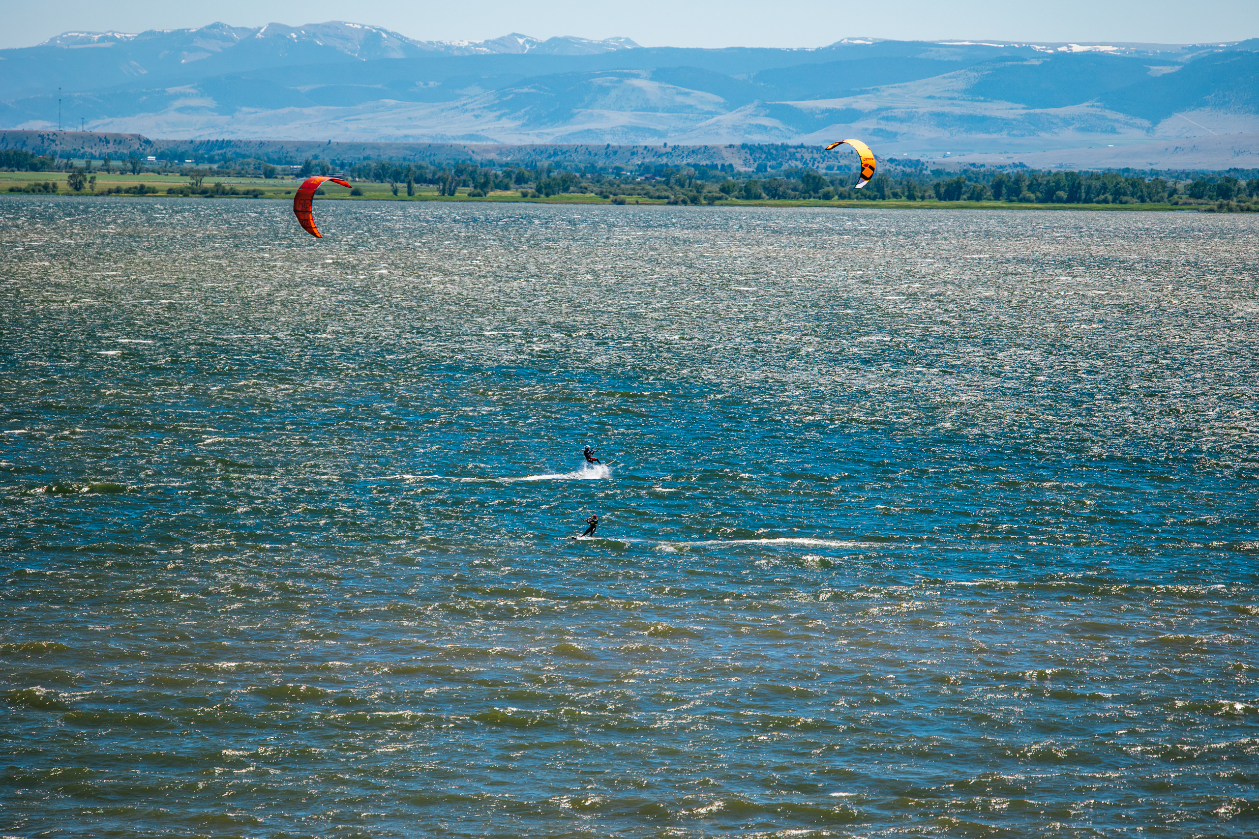 Kiteboarding on a Colorado mountain reservoir